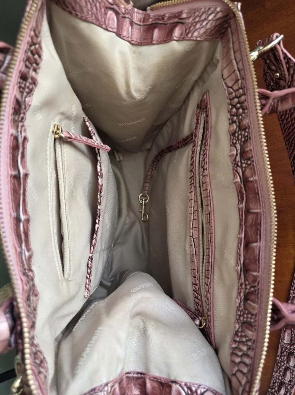 Brahmin Caroline Satchel Dusty Rose Metallic